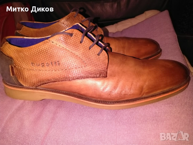 	Бугатти Bugatti маркови обувки подметка вибрам естествена кожа размер №43 стелка 28см, снимка 6 - Официални обувки - 52835279