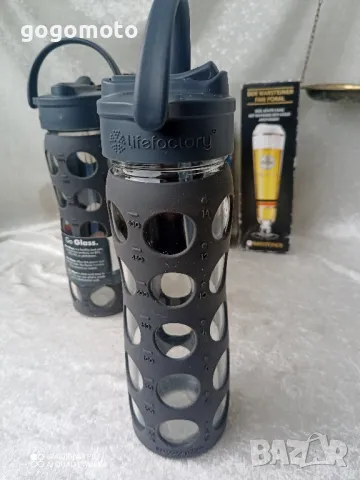 Еко стъклени бутилки за течности с сламка, made in USA