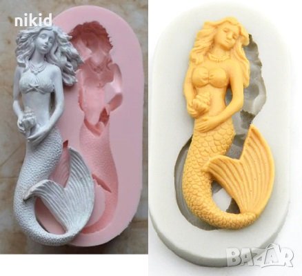 Морска Нимфа Русалка с рапан силиконов молд декорация украса фондан торта гипс шоколад 