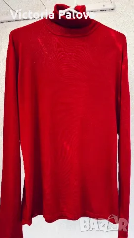 Червено копринено поло JULIETTA, снимка 3 - Блузи с дълъг ръкав и пуловери - 47655964