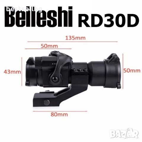 Тактически бързомерец 1х30 оптически мерник оптика оръжие пушка уивър, снимка 3 - Оборудване и аксесоари за оръжия - 28966252