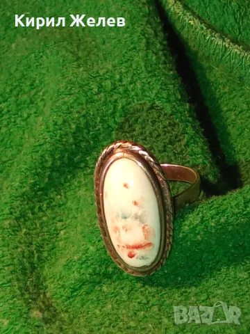 СТАРИНЕН РЕТРО АРТ СРЕБЪРЕН ПРЪСТЕН СРЕБРО ВИСОКА ПРОБА с РЪЧНО РИСУВАН БЯЛ ОПАЛ 30544, снимка 17 - Антикварни и старинни предмети - 49885923