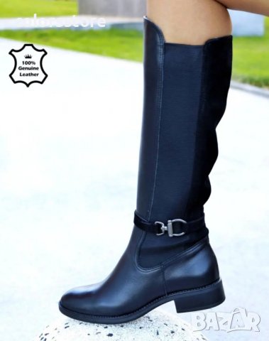 Ботуши на ток - черна ЕСТЕСТВЕНА кожа - 104, снимка 2 - Дамски ботуши - 38786174
