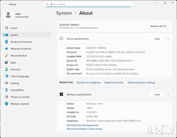  Продавам HP ZBook Fury G7 i9-10885H/32GB DDR4/1TB SSD/NVIDIA RTX 3000, снимка 10 - Лаптопи за работа - 53602977