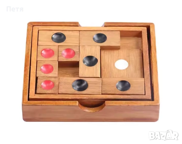 Дървен пъзел Klotski, снимка 2 - Игри и пъзели - 53166834