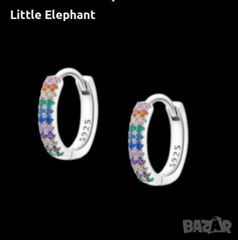 Сребърни обеци Пандора халки,coloured с цветни кристали/нови