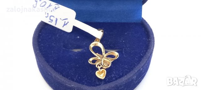 Нова Златна висулка пеперуда-1,15гр/14кр, снимка 2 - Колиета, медальони, синджири - 37141376