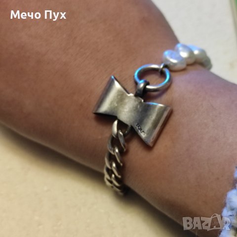 Сребърна гривна с естествени перли (223), снимка 11 - Гривни - 43370819