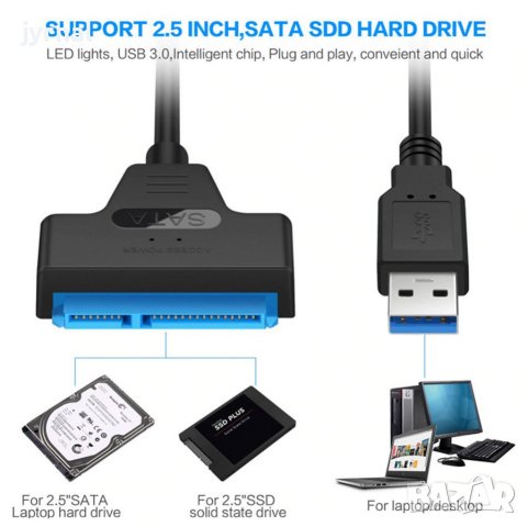 USB 3.0 - SATA кабел, снимка 4 - Кабели и адаптери - 43749839