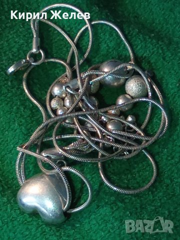 КРАСИВО ПОСРЕБРЕНО ФЕШЪН АРТ НЕЖНО КОЛИЕ от НЕРЪЖДАЕМА БЛАГОРОДНА СТОМАНА с ТОПЧЕТА и СЪРЧИЦЕ 40518, снимка 2 - Колиета, медальони, синджири - 42640223