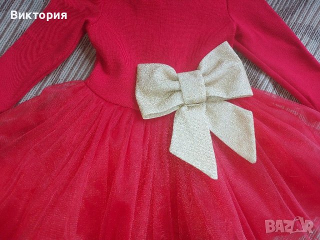 Разкошна червена рокля с панделка 80 размер contrast, снимка 1 - Бебешки рокли - 40094590