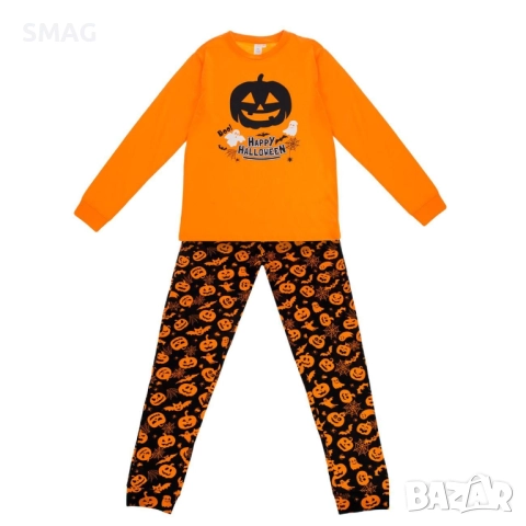Halloween / Хелоуин пижама от памук с тикви, паяци и надпис „Boo! Happy Halloween“_1242309, снимка 2 - Детски пижами - 52118439