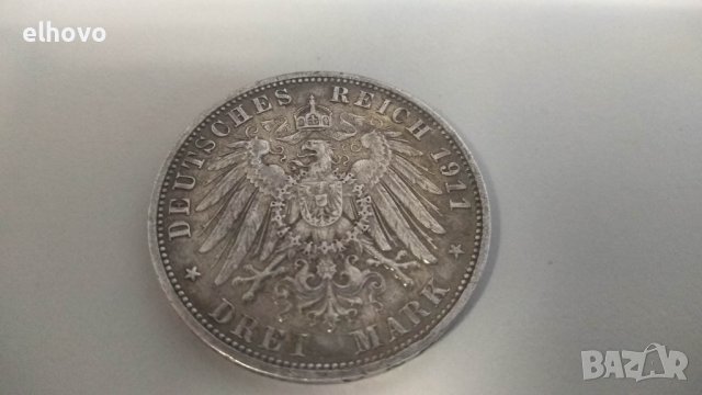 Монета Dret Mark 1911, Wilhelm II Deutscher Kaiser, снимка 2 - Нумизматика и бонистика - 38877387