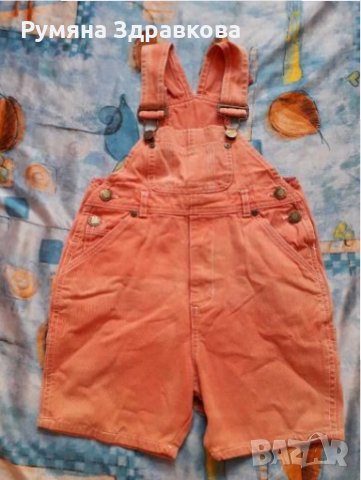 Розов дънков къс детски гащеризон, снимка 2 - Детски панталони и дънки - 28014877