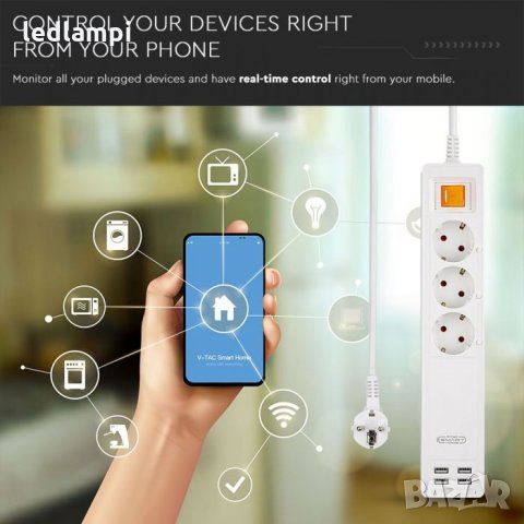 WIFI SMART Разклонител + 4 USB, снимка 2 - Други стоки за дома - 28662817