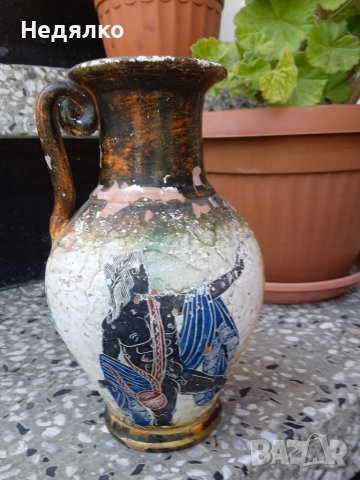 Стара керамична ваза,антична реплика , снимка 3 - Антикварни и старинни предмети - 36816162