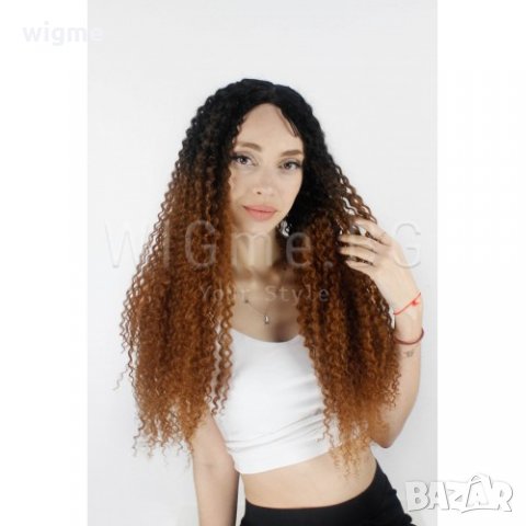 Дълга кестенява къдрава лейс фронт перука Амалия, снимка 4 - Аксесоари за коса - 34867774