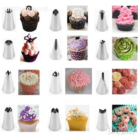 12бр накрайници с пош за сладкарство, снимка 2 - Аксесоари за кухня - 50287390