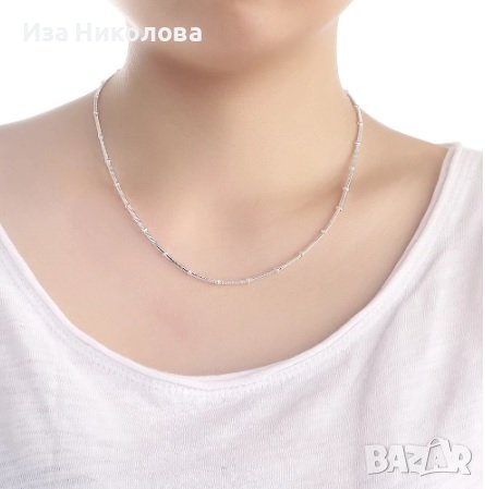 Нежно сребърно колие, верижка, снимка 4 - Колиета, медальони, синджири - 39090405