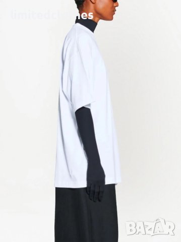 BALENCIAGA White Garde-Robe Care Label Logo Oversized Мъжка / Дамска Тениска size XS (М) и M (L), снимка 5 - Тениски - 42978941