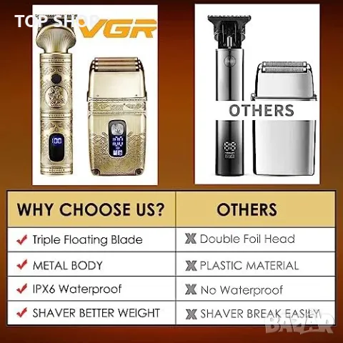 Нов електрически комплект бръснач тример Самобръсначка за мъже Подарък, снимка 5 - Тримери - 49970918