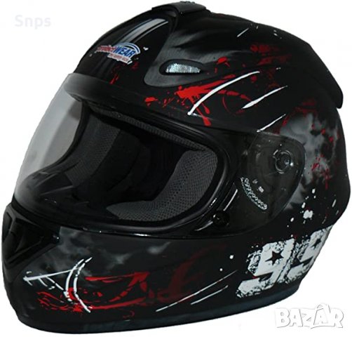 Каска за мотор protectWEAR, street design черно/червено, S 55-56 см