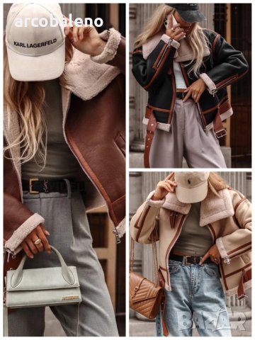 Дамско кожено яке в уличен мотоциклетен стил, 3цвята 