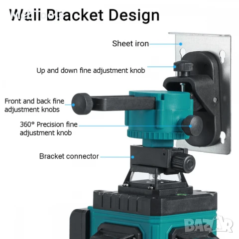 4D лазерен нивелир с 16 линии (четири точков) – със зелен лазер, снимка 6 - Измервателни инструменти - 50753131