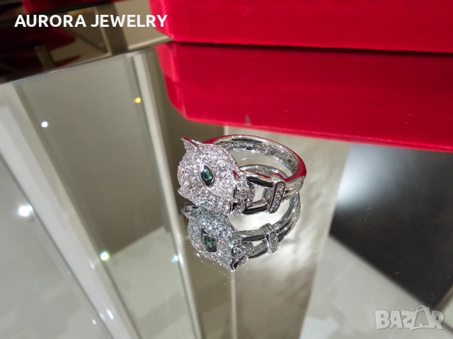 CARTIER Panthere de Cartier White Gold Paved Head Diamonds Пръстен, снимка 3 - Пръстени - 53238592