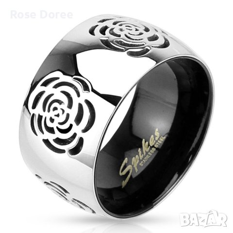 Медицинска стомана пръстен с рози