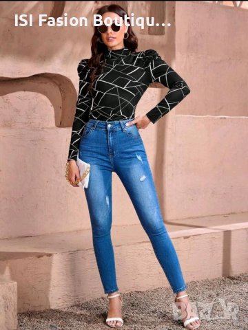 Ефектна дамска блуза с Гео принт, снимка 3 - Блузи с дълъг ръкав и пуловери - 38520932