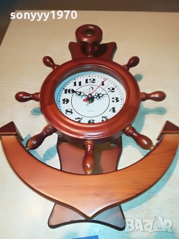 дървен рул котва и часовник-антик 34х26см, снимка 2 - Колекции - 28884304