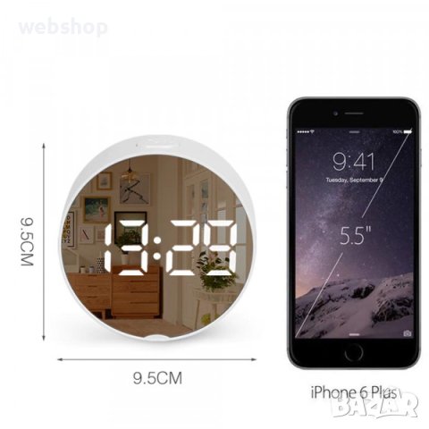 Огледален дигитален ТОП часовник DT-6505 - кръгъл, с аларма, термометър, големи цифри и много екстри, снимка 2 - Други стоки за дома - 40873548