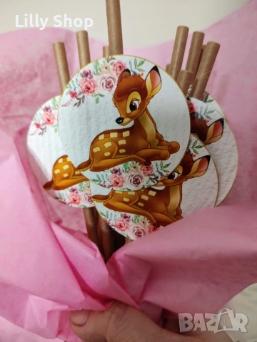 Покани, банер за рожден ден, украса Бамби / Bambie, снимка 18 - Покани - 53176946