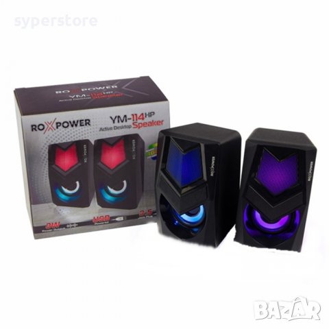 Тонколони USB Roxpower YM-114HP RGB, 3W SS300819, снимка 2 - Други - 39090779