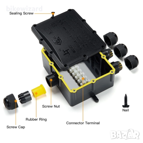 HAUSPROFI IP68 Водоустойчива разпределителна кутия с 4 посоки – Черна НОВА, снимка 3 - Друга електроника - 52819074