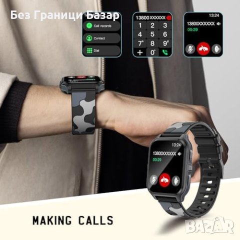 Нов Водоустойчив Смарт часовник 1.83 инча  iOS / Android , снимка 2 - Смарт гривни - 43569766