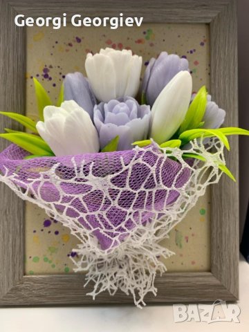 цветя от ароматен глицеринов сапун и Българска роза , снимка 6 - Изкуствени цветя - 43389701