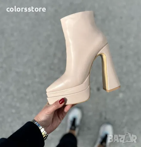 Боти на ток - бежова кожа - YSV1