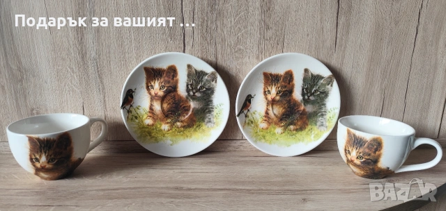 Котки, дървено пано и порцелан.Подарък за дете. Домашни любимци, снимка 2 - Други - 44183166