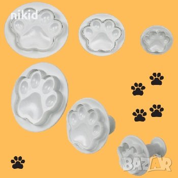 Пес Патрул Paw Pes Patrol 3 бр лапа лапи резци резец с бутало форми форма за сладки тесто фондан