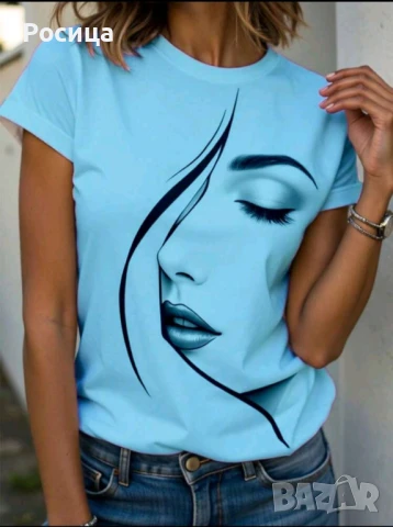 Дамска блуза L размер нова с къс ръкав 