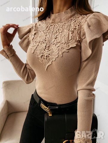 Дамска блуза с дълъг ръкав и кръгло деколте, 3цвята, снимка 3 - Блузи с дълъг ръкав и пуловери - 43614661