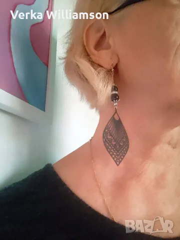 Черни метални обици модел 10, снимка 3 - Обеци - 48331421