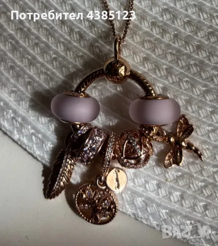 Сребърно колие с розово злато на Pandora