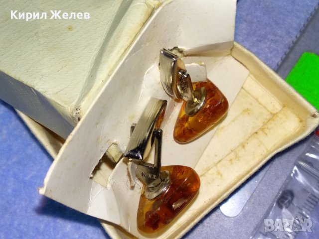 СТАРИ РУСКИ КЕХЛИБАРЕНИ РЕТРО БУТОНЕЛИ за РЪКАВЕЛИ с НАТУРАЛЕН БАЛТИЙСКИ КЕХЛИБАР и КУТИЙКА 34625, снимка 10 - Антикварни и старинни предмети - 40690183