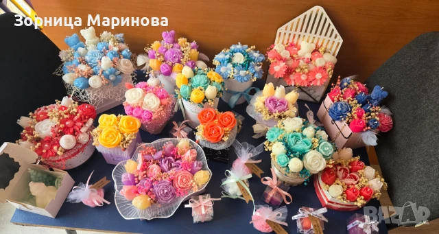 Ароматни букети от свещи, ръчна изработка , снимка 18 - Декорация за дома - 50673775