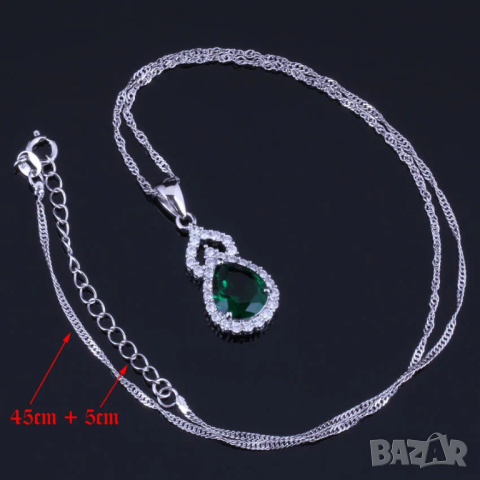 Сребърен комплект със смарагди, снимка 10 - Бижутерийни комплекти - 44886066