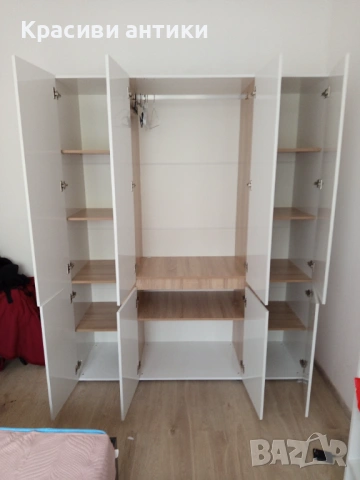 Нов гардероб бял гланц и дьб сонома, снимка 13 - Гардероби - 53210123