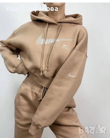 Уникално 100 % оригинален марково бежово худи суичър качулка Nike nike Найк , снимка 5 - Суичъри - 52842147